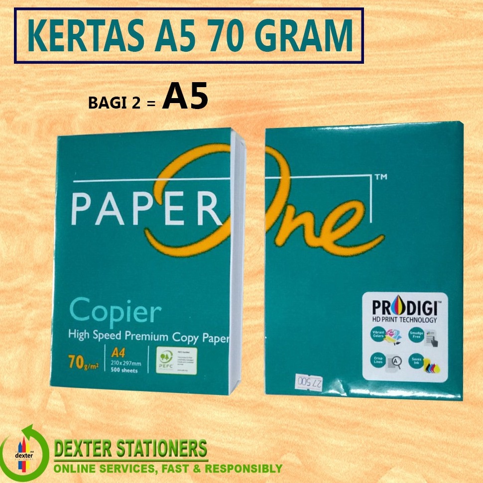 

GD6UL7364 KERTAS HVS A5 7GRAM KERTAS A5 7GR PUTIH DAN WARNA PAPERONE COPYPAPER A4 BAGI 2 PRINT RESI