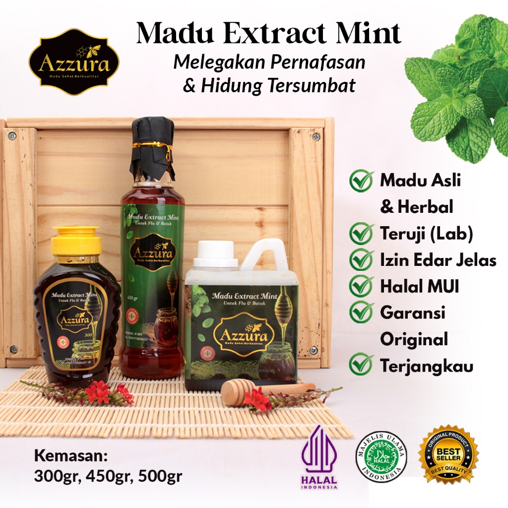 

Madu Azzura - Madu Extract Mint Pereda Flu dan Batuk Madu Herbal Asli Original 100%