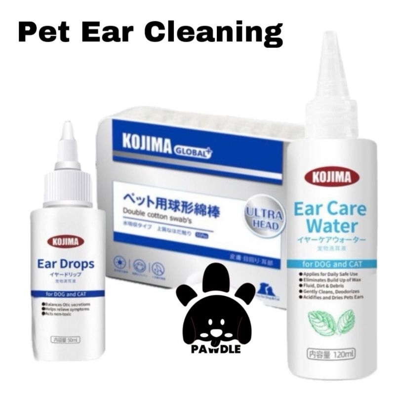 Kojima Ear Cleaning drops cat dog| Cotton swabs| Pembersih kuping anjing kucing