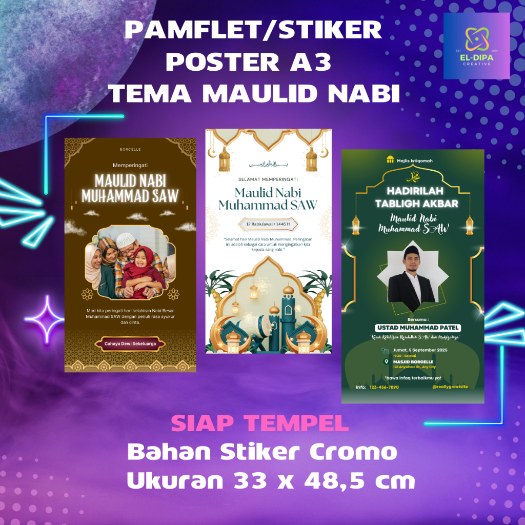 pamflet/stiker poster A3 dinding tema maulid nabi,stiker cromo/33x48,5cm