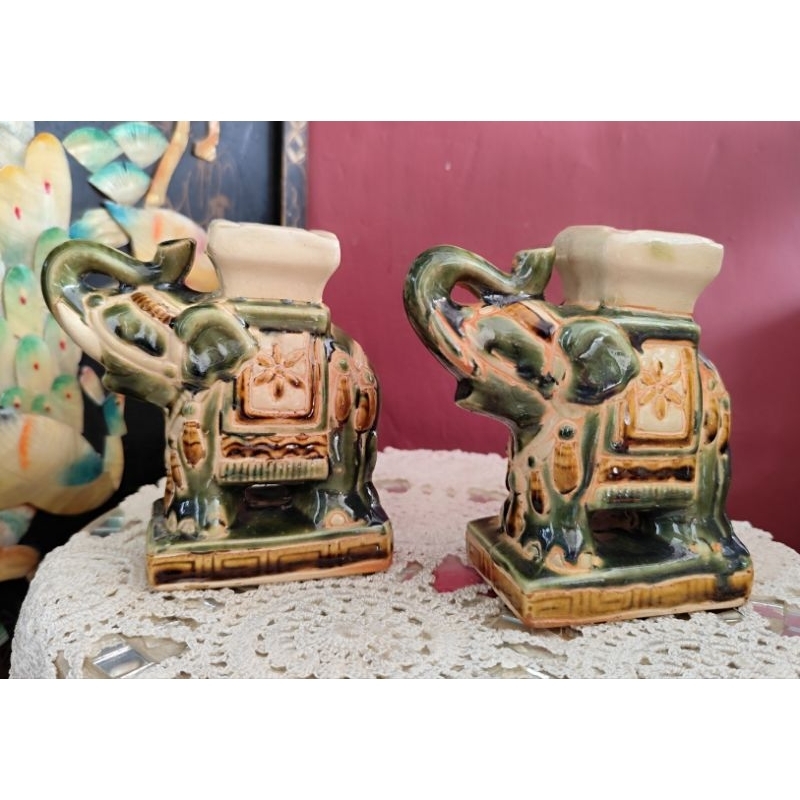 Patung Asbak Gajah Thailand Vintage unik porselen keramik mewah NOS Harga Satuan  T:14cm