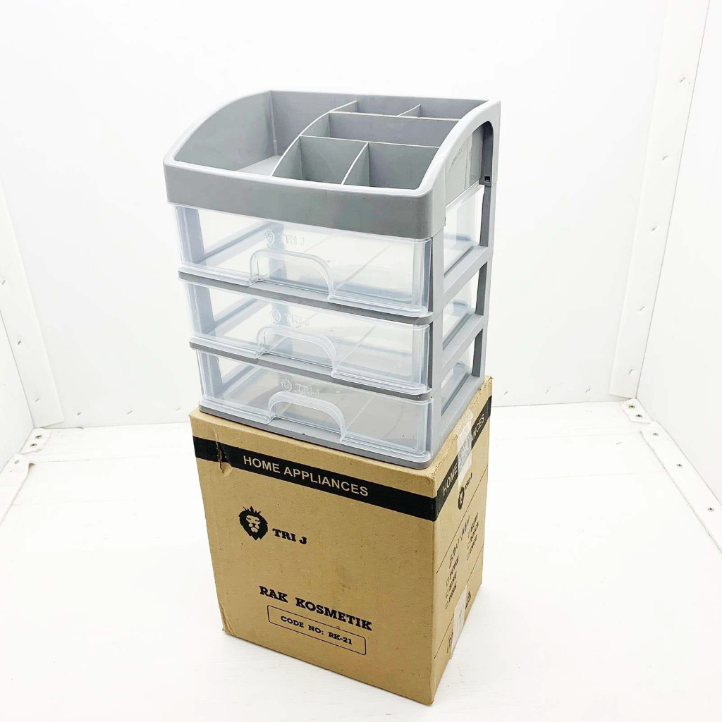 RAK KOSMETIK LACI KOSMETIK PLASTIK 3 SUSUN MINI / RAK MAKEUP ORGANIZER MEJA / RAK COSMETIK 3 SUSUN M