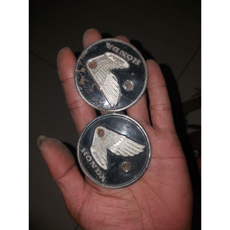 emblem logo sayap tangki tengki honda astra s90 lama tua old 68 69 ori original bekas set kanan kiri