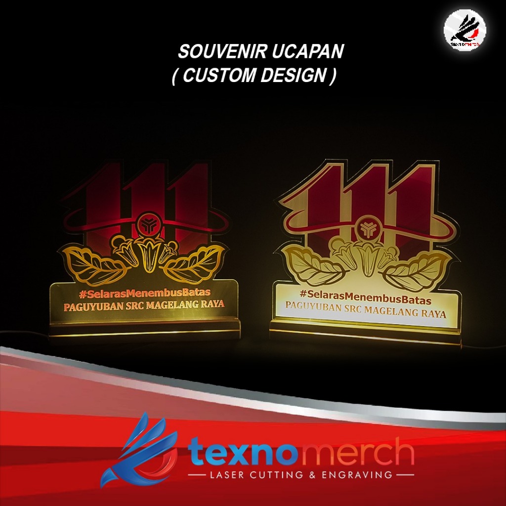 Souvenir Ucapan Akrilik Lampu Standing Custom Print UV