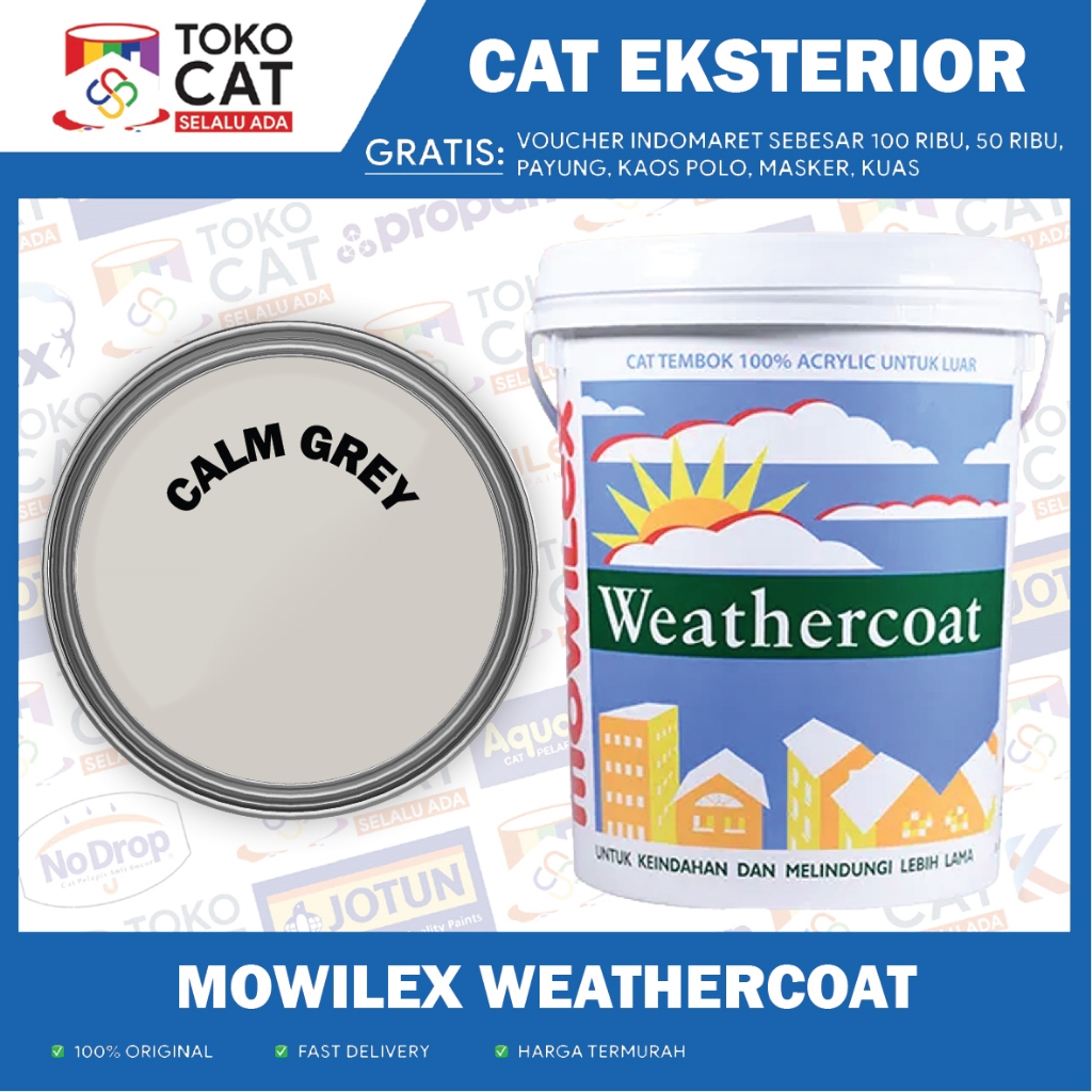 Cat Tembok Eksterior // Mowilex Weathercoat Tinting ( CALM GREY ) 20 L // Kemasan Pail