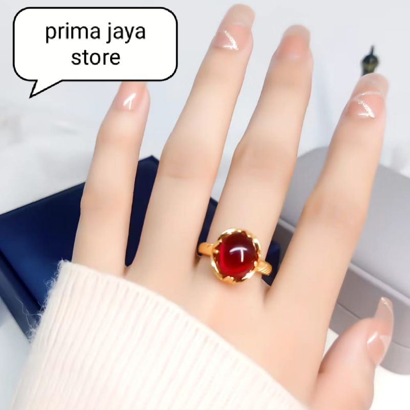 cincin batu merah delima buat anak dan dewasa buat pria dan wanita dengan dilapisi emas 24K bahan ti