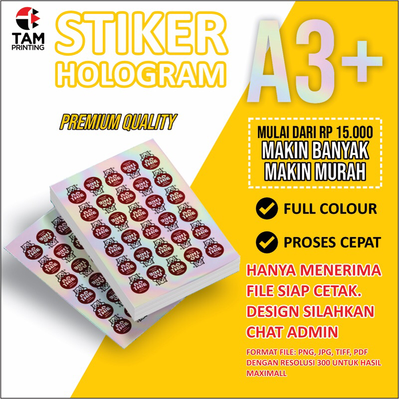 

Cetak Stiker Hologram Cut A3+ Stiker Label Kemasan