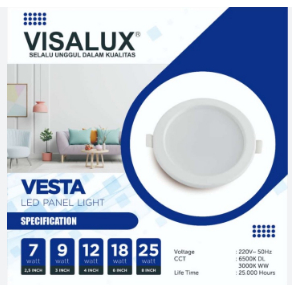 Panel Light Vesta Visalux 7W/9W/12W/18W/25Watt Bulat dan Persegi Kuning/Putih VES-VS83