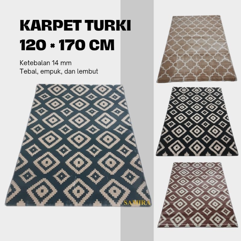 Karpet Lantai Turki Premium Tebal 14 mm Lembut dan Empuk Ukuran 120×170 cm / Karpet Permadani / Ruan