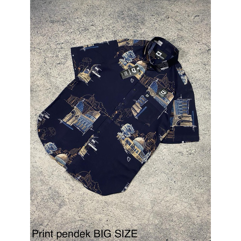 Kemeja Motif Hawai Jumbo Pria XXL DAN XXXL lengan pendek - Abstrak Vintage Kasual Retro Rayon Printi