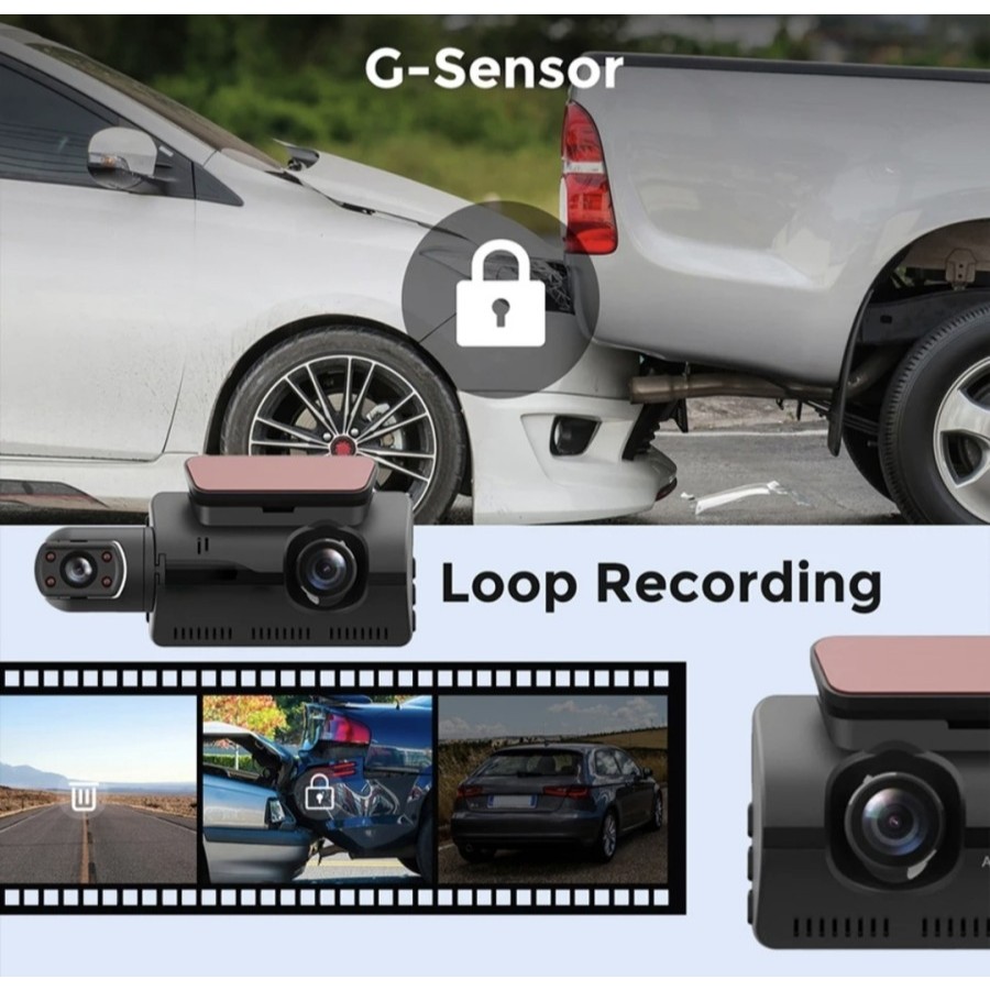 dashcam mobil wifi dual camera IPS 3inch dvr gps kamera mobil a68
