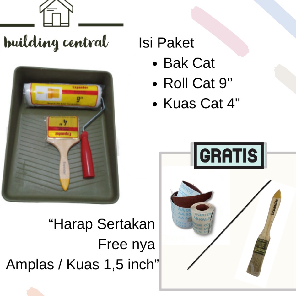 KI3 Paket Alat Pertukangan Untuk Cat Tembok Rumah Murah Free Amplas atau Kuas cat