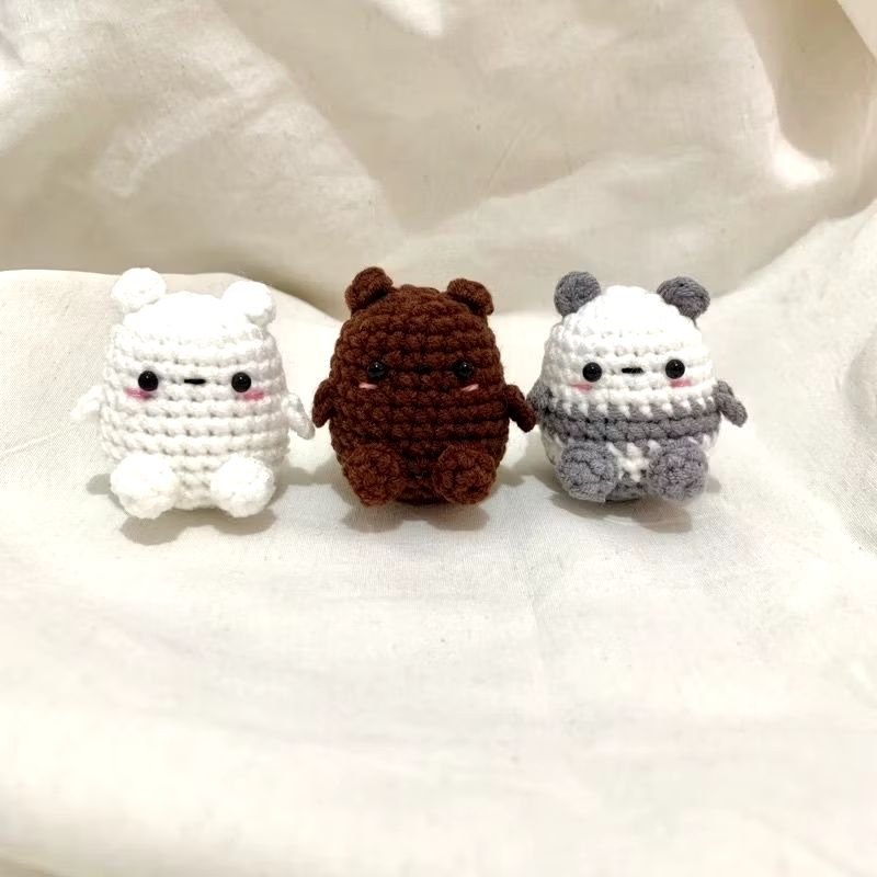 wbb we bare bears keichan rajut/ gantungan kunci wbb rajut, bag charm