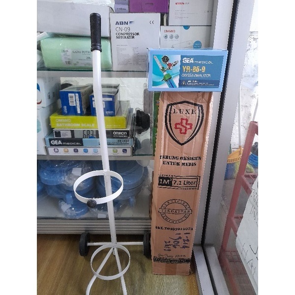 TABUNG OKSIGEN 1M3 LENGKAP MEDIS + REGULATOR & TROLI