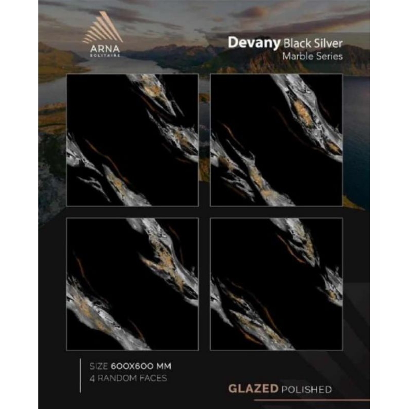 granit lantai 60x60 arna devany black silver
