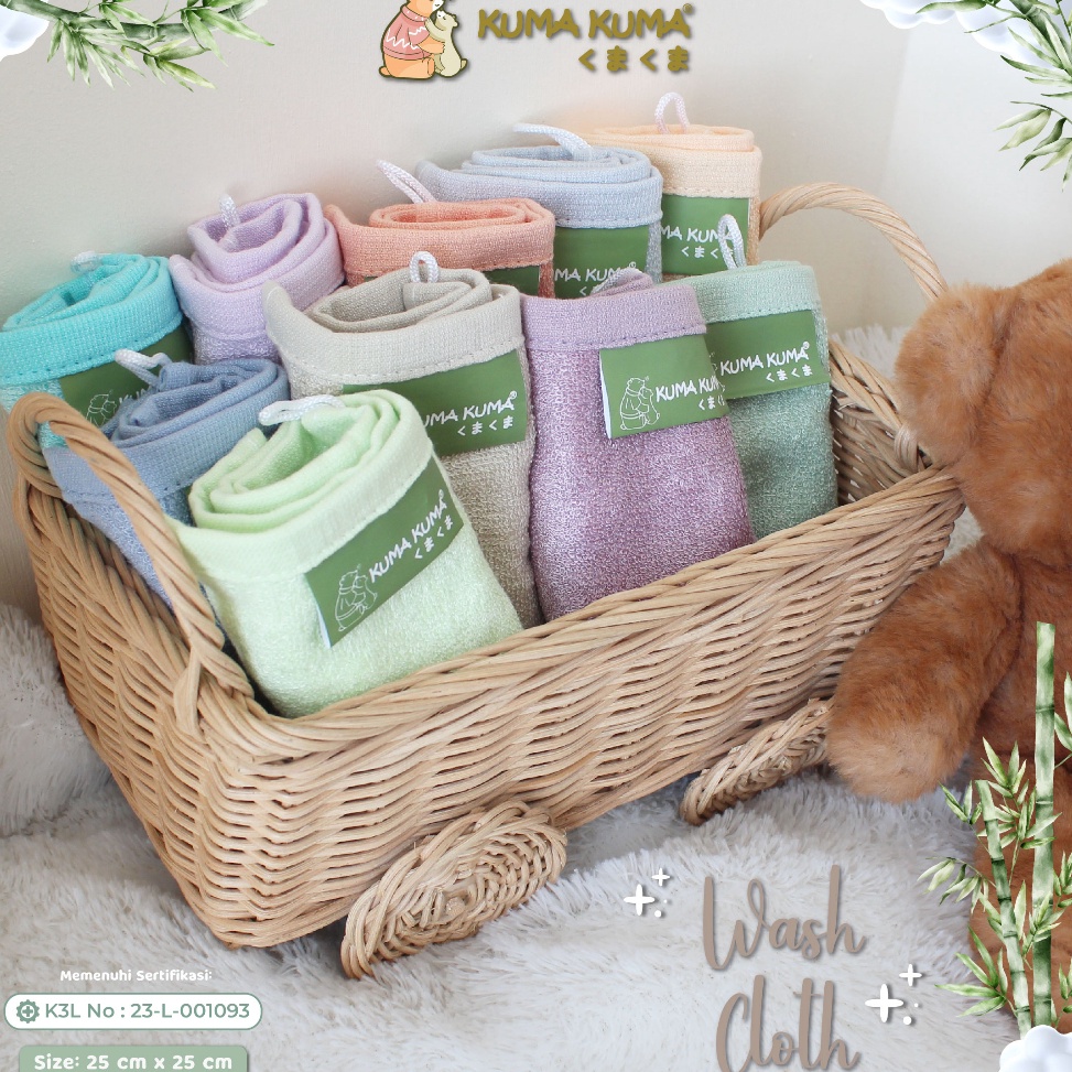 Paling Dicari KUMA KUMA  Washcloth Bamboo  Handuk Mini 4pcs 25x25cm HB281WCT  Handuk Kecil Muka