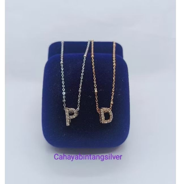KALUNG JEDAR +LIONTIN HURUF.KALUNG PERAK ASLI 925 LAPIS MAS ANTI KARAT