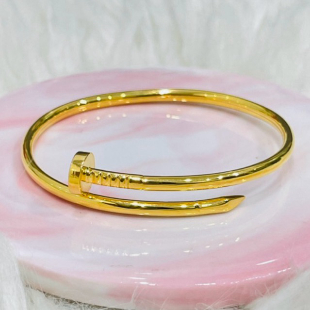 gelang bangle paku silang polos simple elegant emas asli kadar 700
