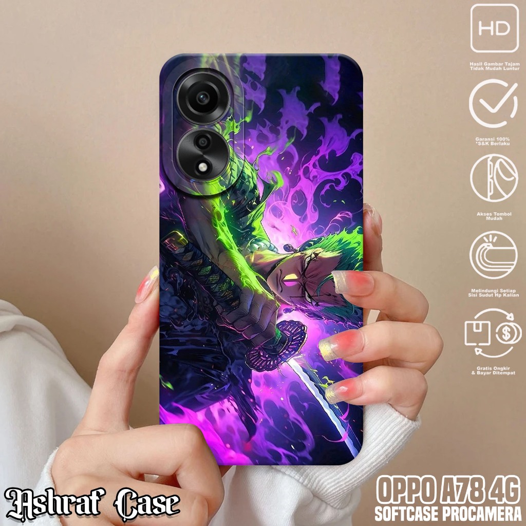 Case OPPO A78 4G - Casing Hp OPPO A78 4G Motif Roronoa Zoro - Softcase Hp OPPO A78 4G - Silikon Hp O