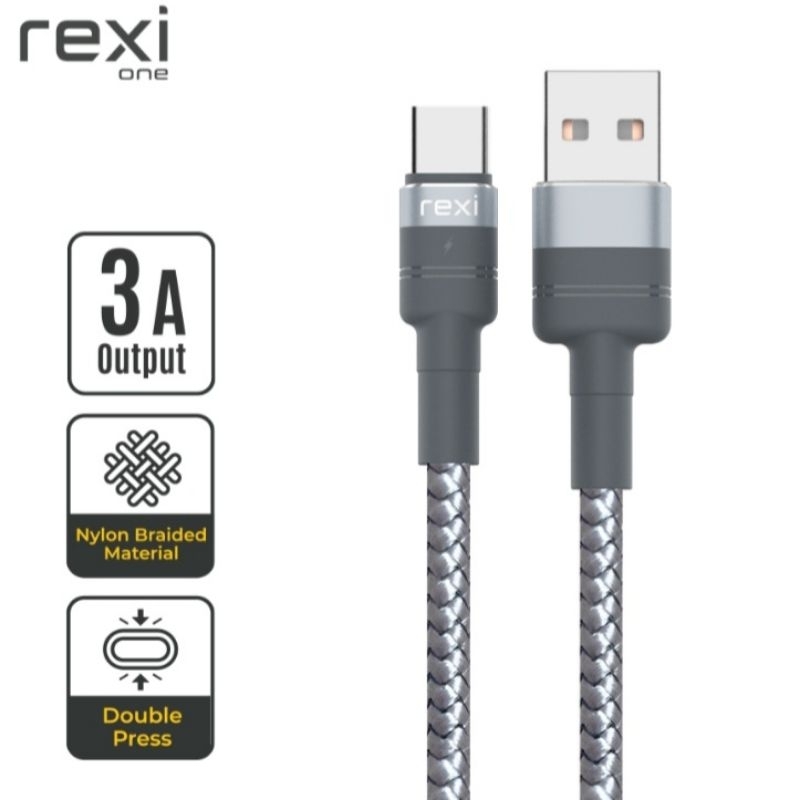 Rexi KSC1-L/ KSC1-C Cable Lightning 2.4A/Type-C 3A Fast Charger Nylon KSC1