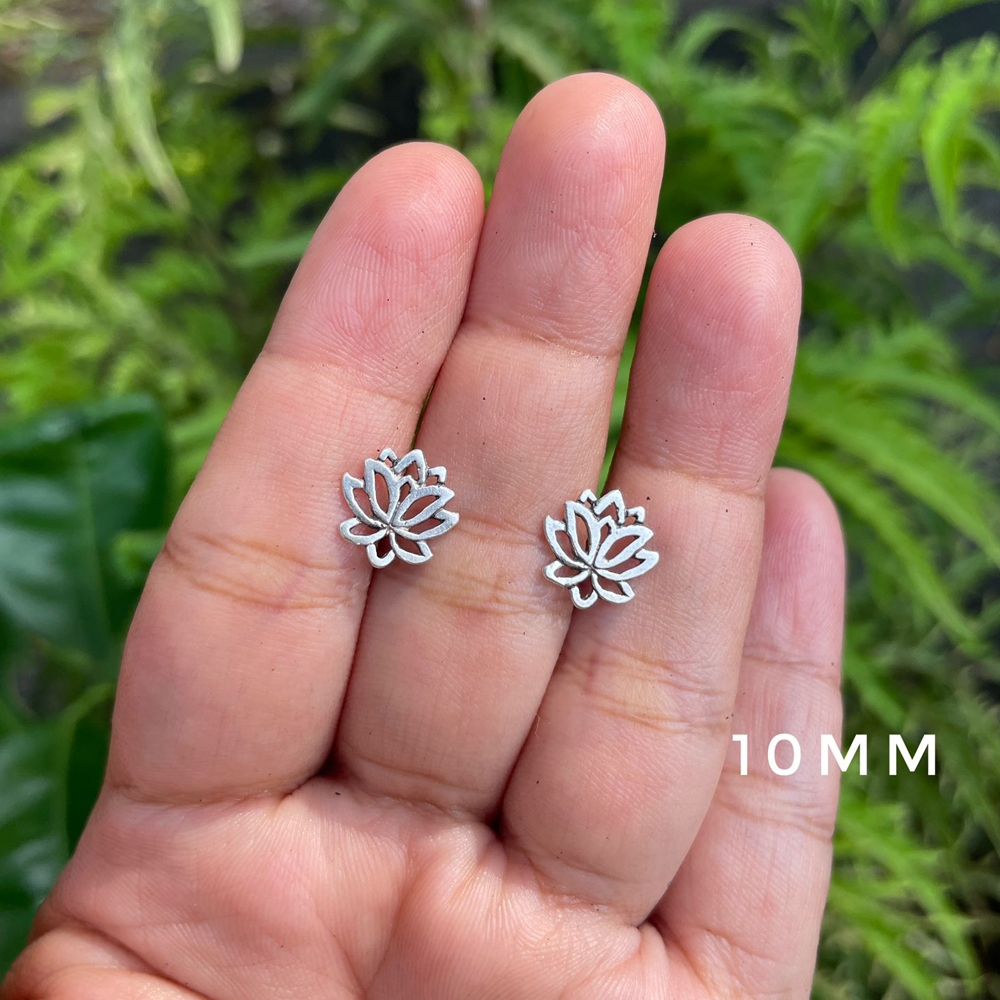 Anting Earrings Sumpel Stud Tusuk Giwang Perak Silver Bali Asli 925 Lotus Anak Wanita Perempuan Eleg