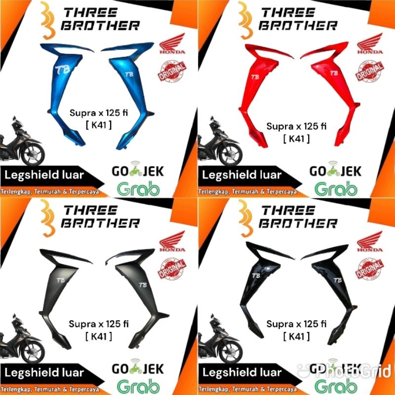 Sayap legshield legsil luar supra x 125 fi injeksi biru merah hitam hitam doff original