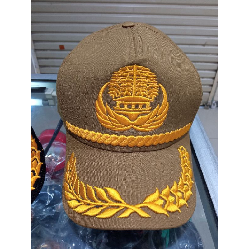 Topi korpri khaki bahan semi wool