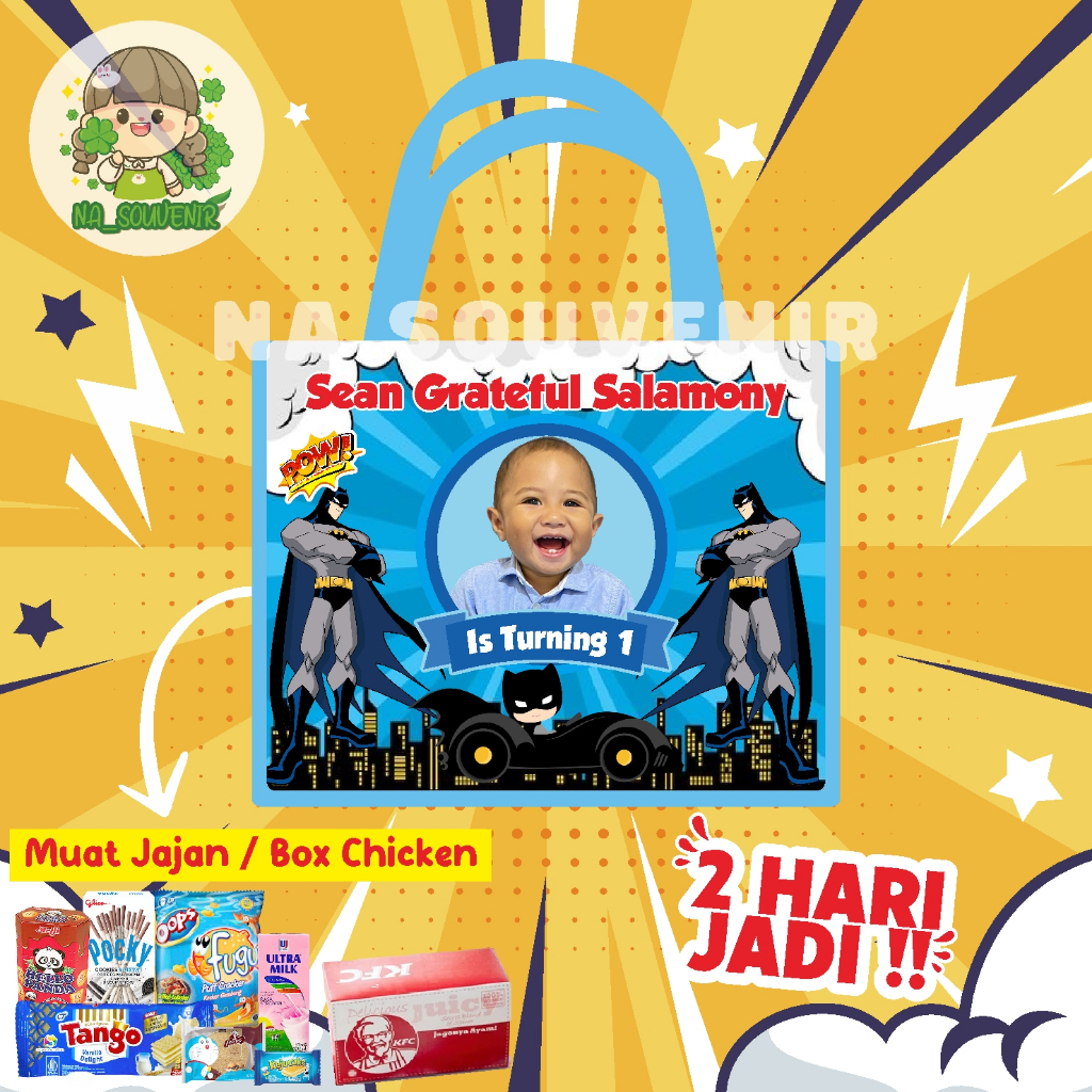 

Tas Ultah Terlaris/Goodie bag ultah/Tas ulang tahun/Tas Ultah tema BATMAN