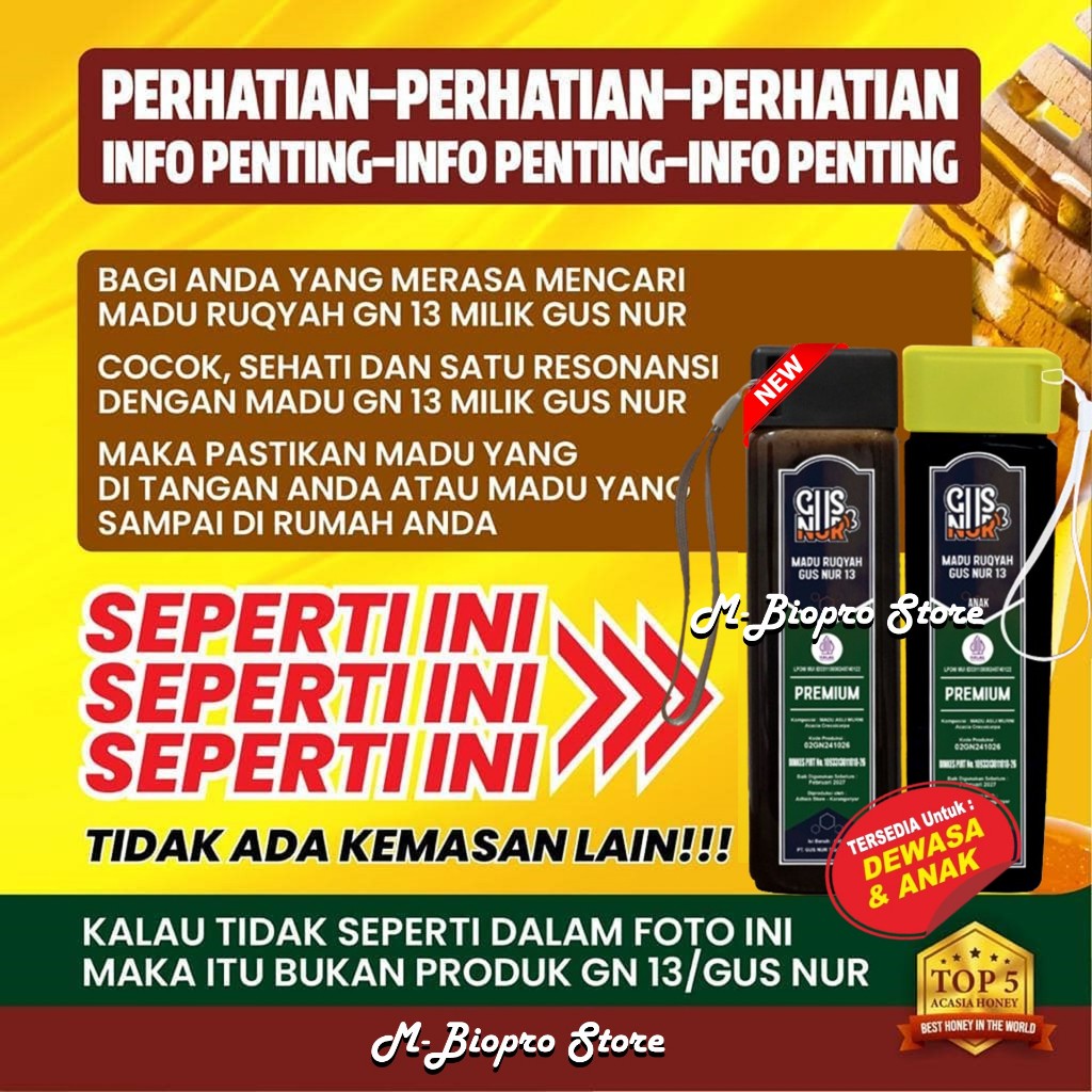 

MADU RUQYAH Ustadz Gus Nur 650gr Mengatasi Gangguan Jin Dan Sihir / Media Pengobatan Semua Penyakit