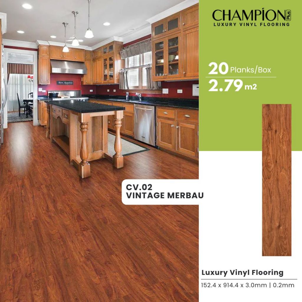 Vinyl Lantai Kayu 3mm | Ukuran 91.4 cm X 15.2 cm | Vinyl Lantai Premium Flooring Vinil PVC High Qual