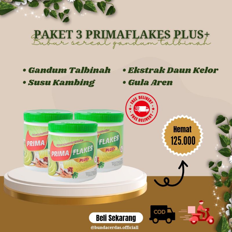 

PAKET 3 TOPLES PRIMAFLAKES MAKANAN SEREAL GANDUM TALBINAH, DAUN KELOR, SUSU KAMBING DAN GULA AREN