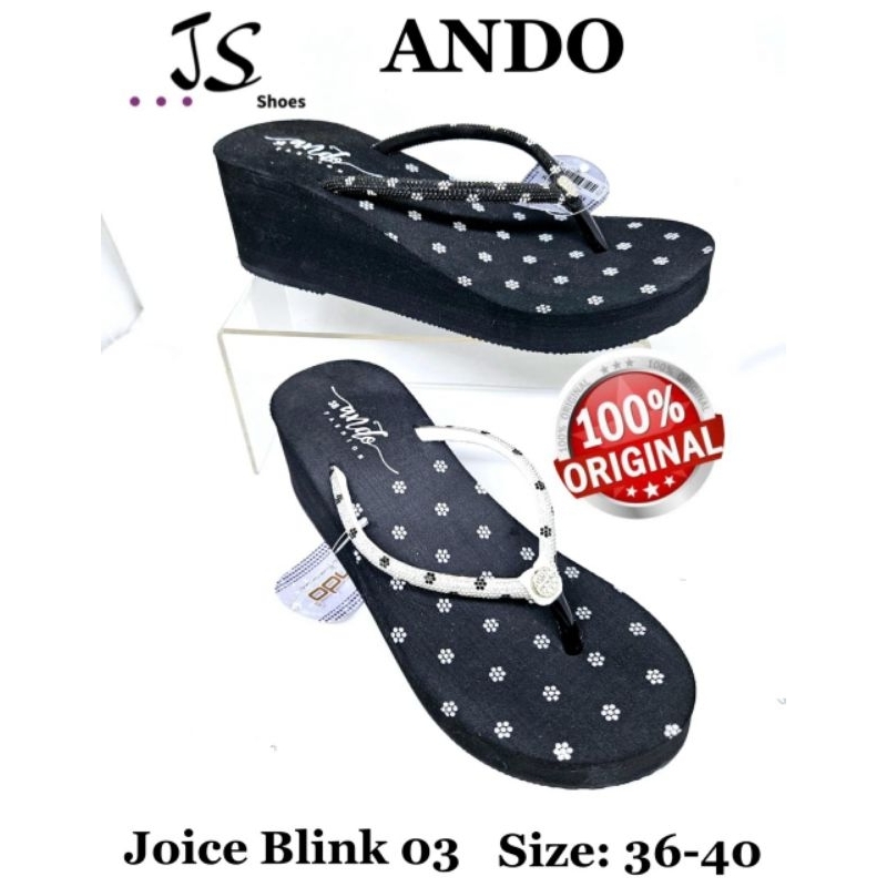 ANDO JOICE BLINK 03 - SANDAL JEPIT WEDGES SPON WANITA DEWASA MERK ANDO ORIGINAL