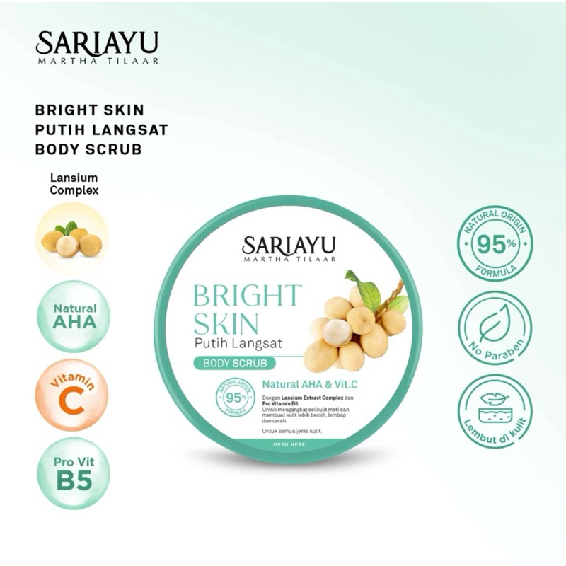 SARIAYU BODY BRIGHT SKIN PUTIH LANGSAT BODY SCRUB 175g | SARIAYU LULUR | LULUR SARIAYU