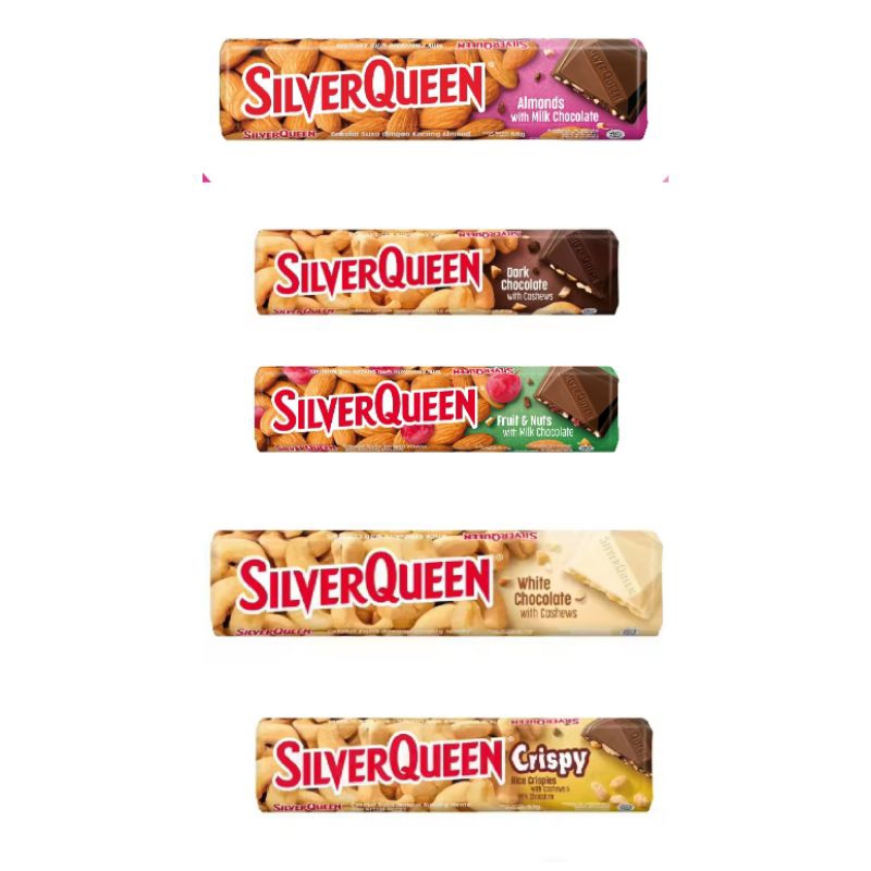 

SILVERQUEEN 55 gr Cokelat CASHEW ALMOND crispy white dark fruit nut