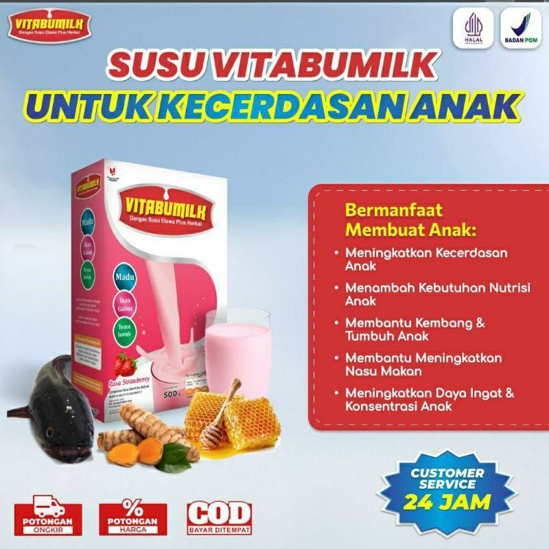 

Susu Etawa Plus Penambah Kecerdasan & Nafsu Makan Anak VITABUMILK Rasa Strawberry