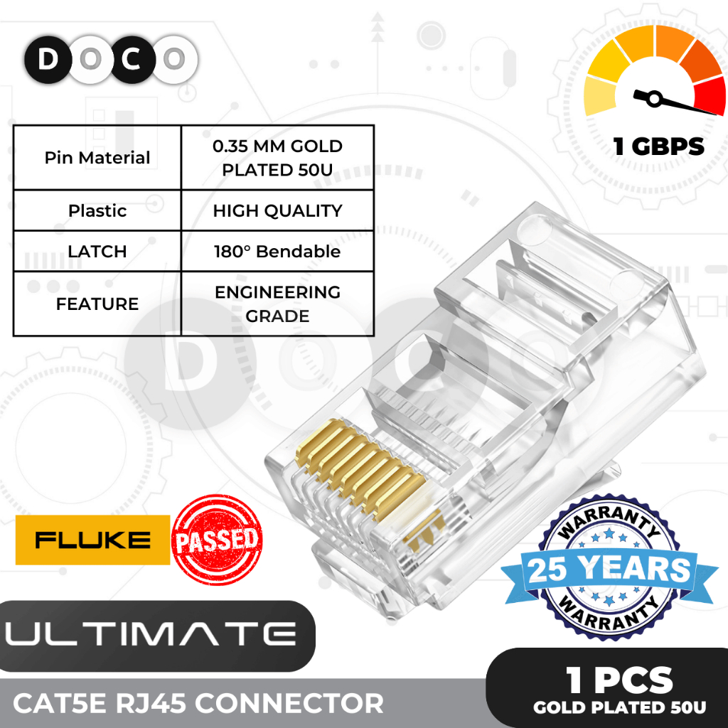 Connector LAN RJ45 Konektor Kabel Kepala Jack Plug Ethernet RJ 45 CAT5E CAT6 Anti Gagal EZ Ecer