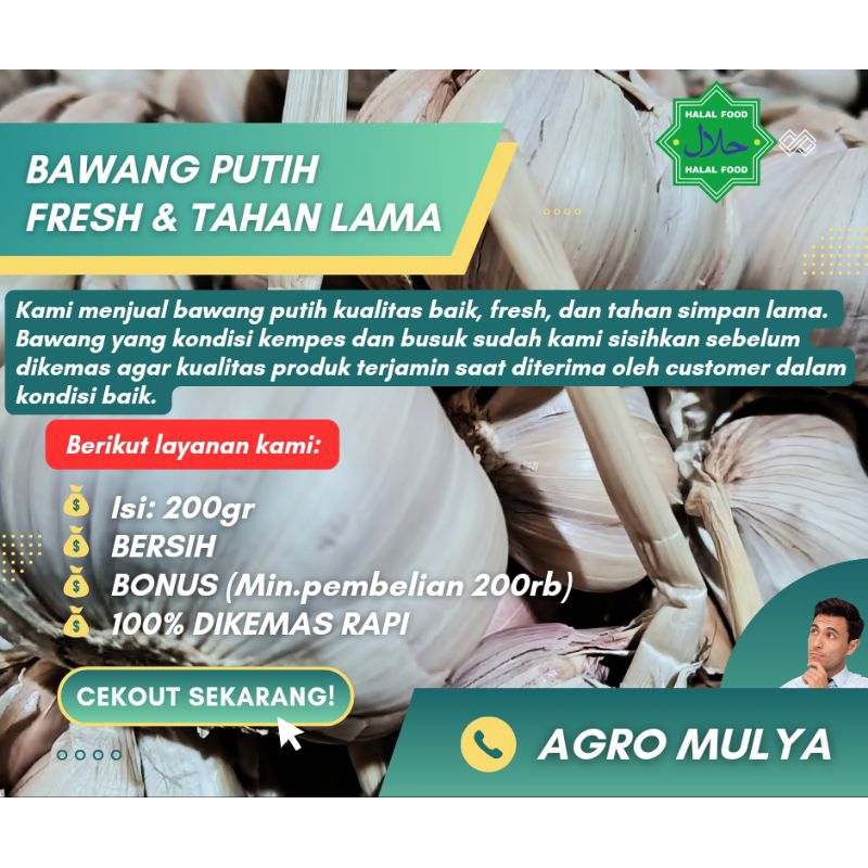 

Bawang Putih Bumbu Dapur Fresh dan Tahan Busuk (Isi 200gr)
