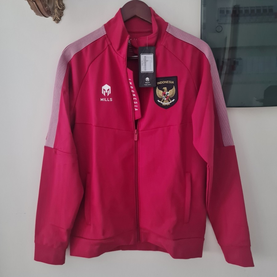 Jaket Tracktop MILLS Timnas Indonesia Anthem Jacket Red 2022/24 Original BNWT