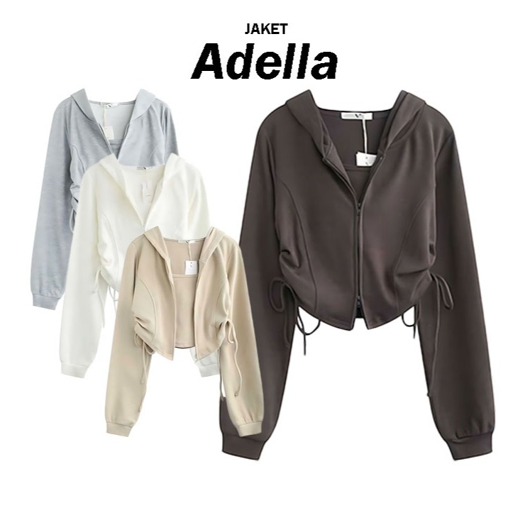 ADELLA CROPE HOODIE JAKET - JAKET CROP ZIPPER HOODIE WANITA - JAKET WANITA CROP TOP