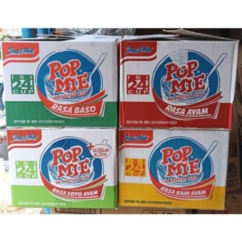 

Pop Mie 75 gram /Besar 1 Dus isi 24 Pcs (ayam bawang bakso soto kari dan bisa di mix juga)