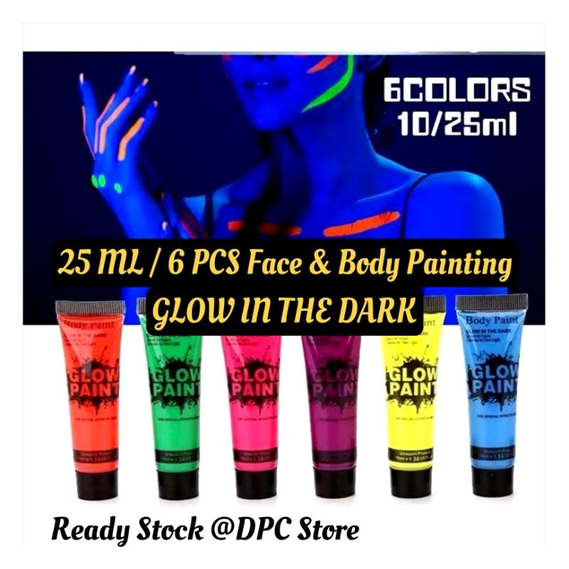 

6PCS 25ml tube 6 Color Face Painting Make Up Glow In The Dark Body Painting 25ml Painting Cat Wajah
