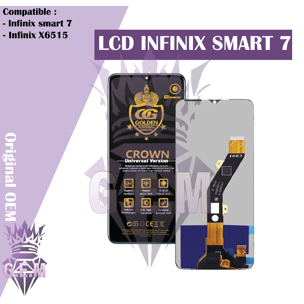 LCD INFINIX SMART 7 X6515 - HOT 30I X669 X669C - TECNO SPARK GO 2023 - ITEL A40 COMPLETE 1 SET