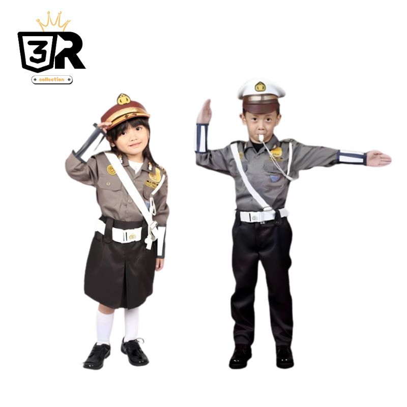 BAJU SERAGAM POLISI LANTAS ANAK LENGKAP ATRIBUT