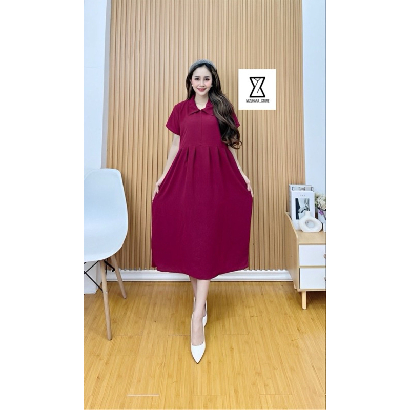 Daster Polos Wanita Cringkle Dress Model Terbaru Busui Dewasa Remaja