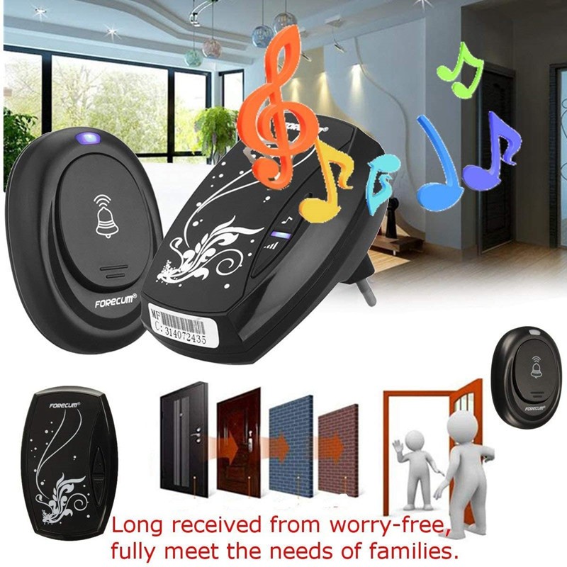 Bel Pintu Rumah Wireless Waterproof Tanpa Kabel Door Bell EU Plug Suara Nyaring Keras Very Loudly