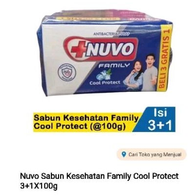 sabun batang nuvo biru 4 x 100 gr
