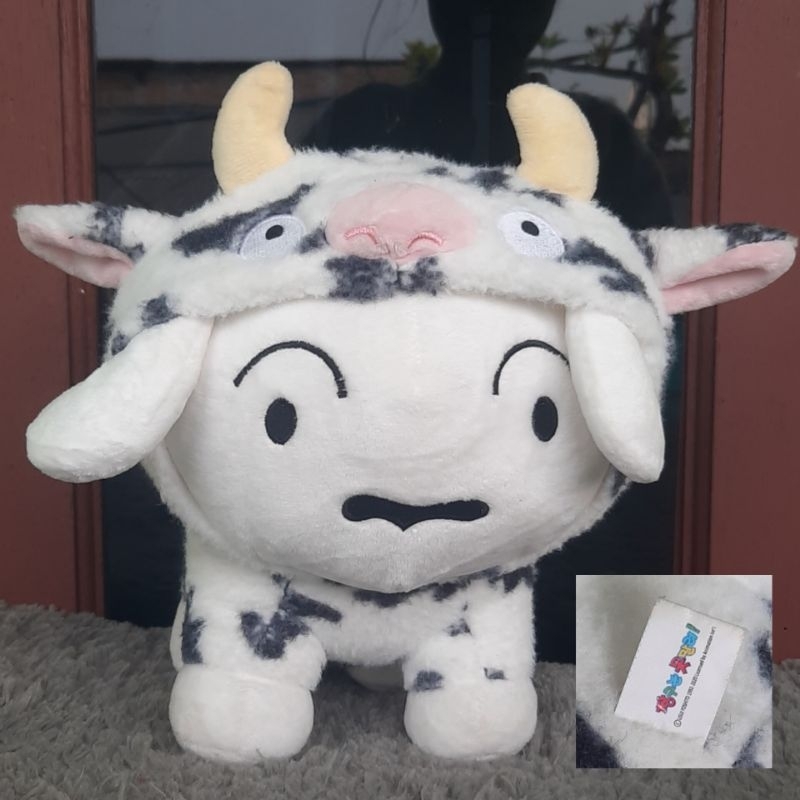 Boneka Shiro Shincan Kostum Sapi Kupluk Lepas Pasang Brand Original Limited Edition