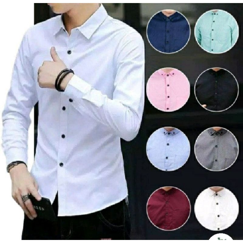 Kemeja Lowkey Seja owok Slimfit || Kemeja Kantor Polos Lengan Panjang Casual