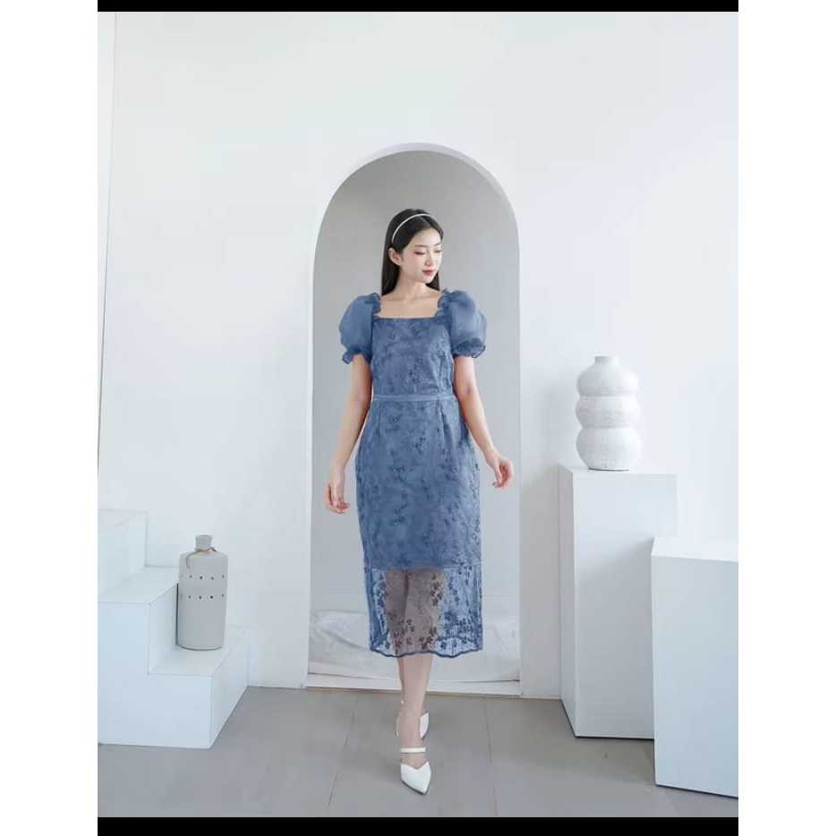 Dress wanita gereja kekinian korean style gaun kondangan Karin
