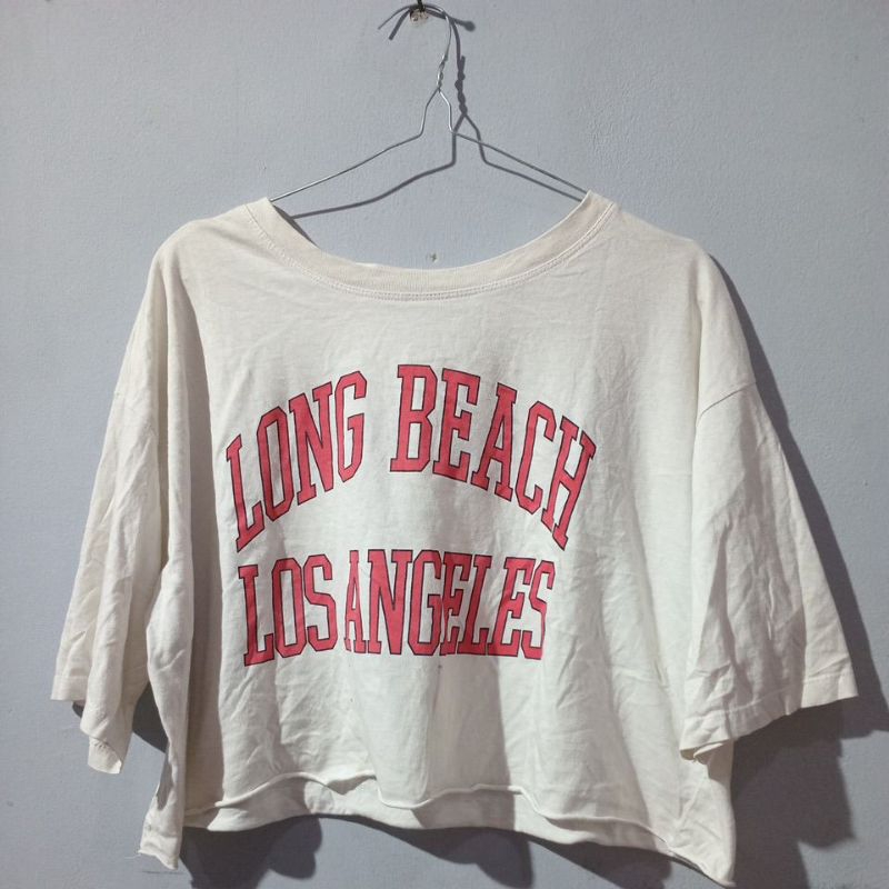 kaos oversize crop top bershka